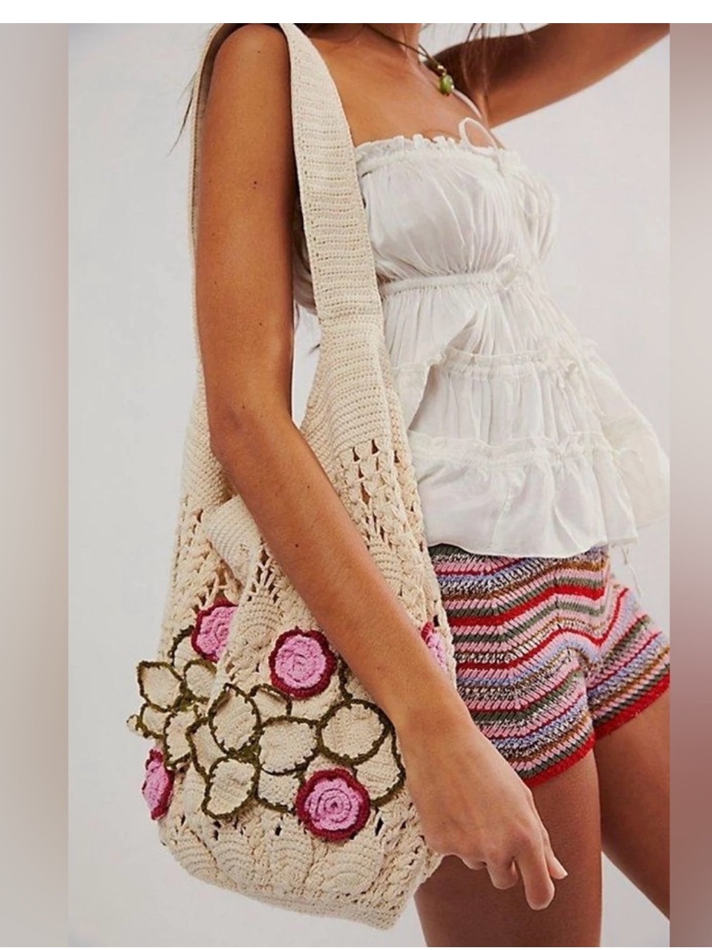 Free People Blossom Crochet Bag Hobo 3d Flower Bag